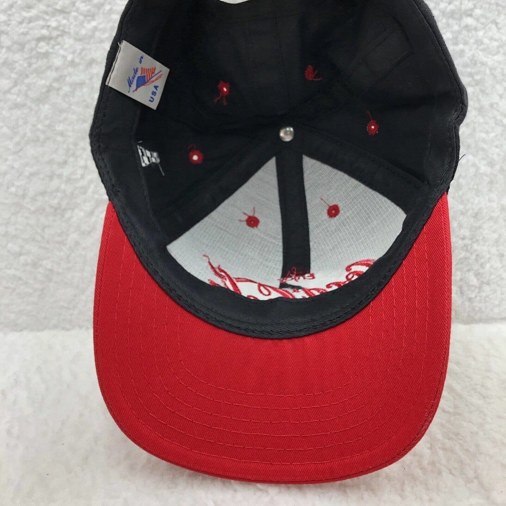VTG Coca Cola Baseball Hat Dad Cap USA Made Black Red Soda Checkered Bottle - Picture 5 of 6